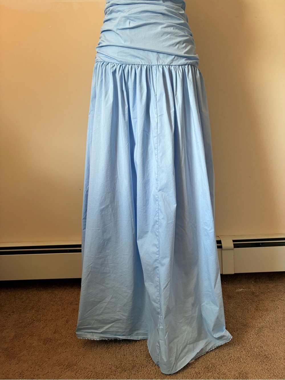 Peppermayo Strapless Ruched Light Sky Blue Maxi Dress size Medium - Picture 6 of 9